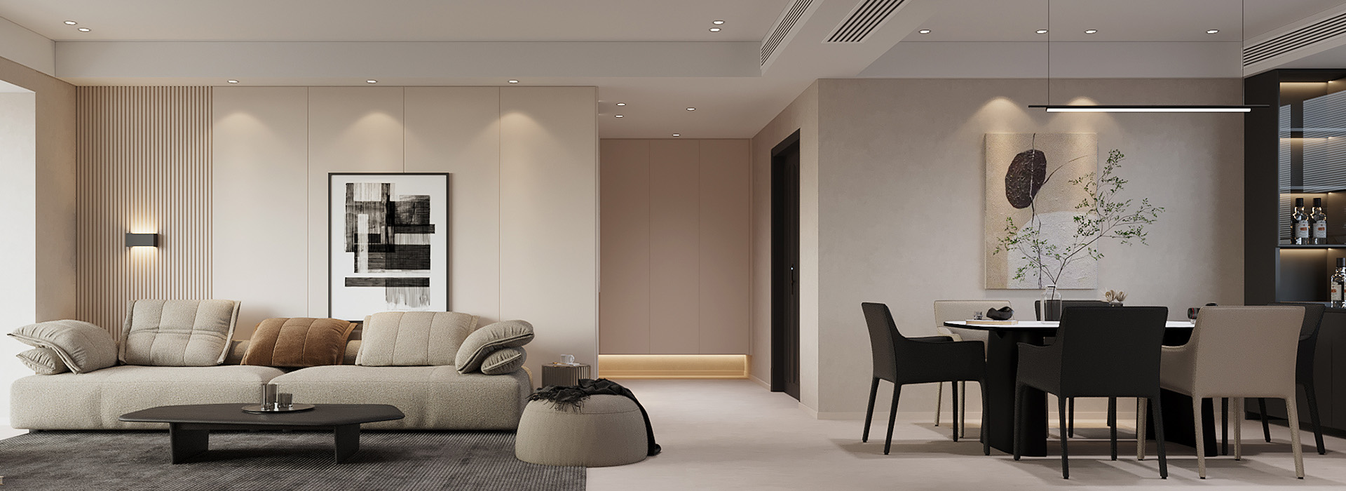 華發(fā)中央首府裝修,現(xiàn)代奶油