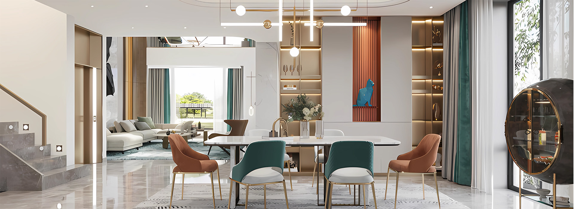 綠地美湖別墅裝修,輕奢風(fēng)格裝修